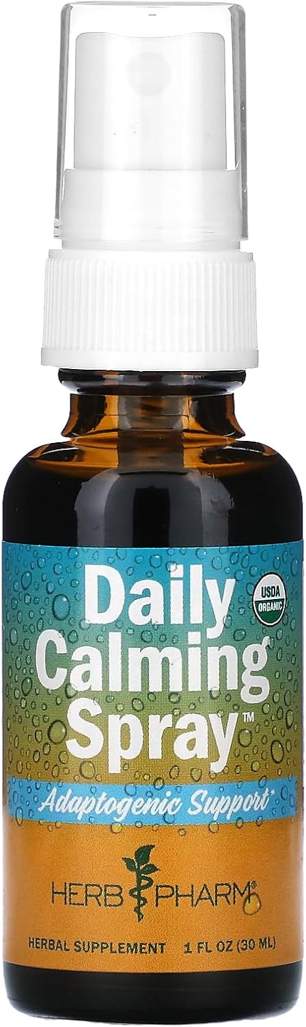 Herb Pharm Organic Daily Calming Adaptogenic Spray, On-The-Go Support, 1 Ounce