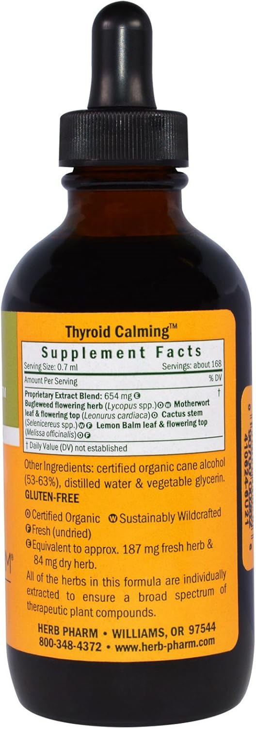 Herb Pharm Thyroid Calming Herbal Formula - Endocrine System Support 4 Oz Bottle