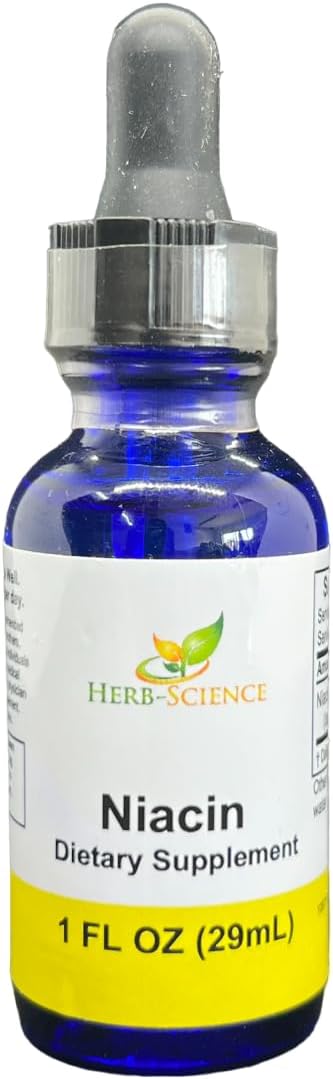 Herb-Science Liquid Vitamin B3 Drops - Cold Processed Niacin Supplement for Tongue & Skin - Vegan, Non-Alcoholic, Quality Tested - 1 Fl. Oz