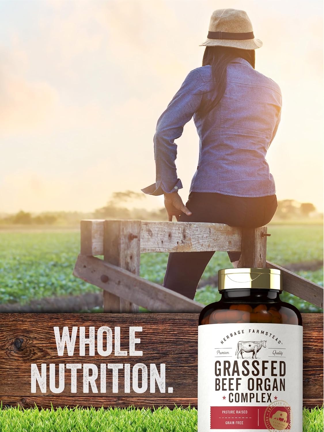 Herbage Farmstead Grass Fed Beef Organ Complex - 200 Capsules - Pasture Raised, Grain Free Supplement with Desiccated Liver, Kidney, Pancreas, Heart, Spleen - Non-GMO, Gluten Free