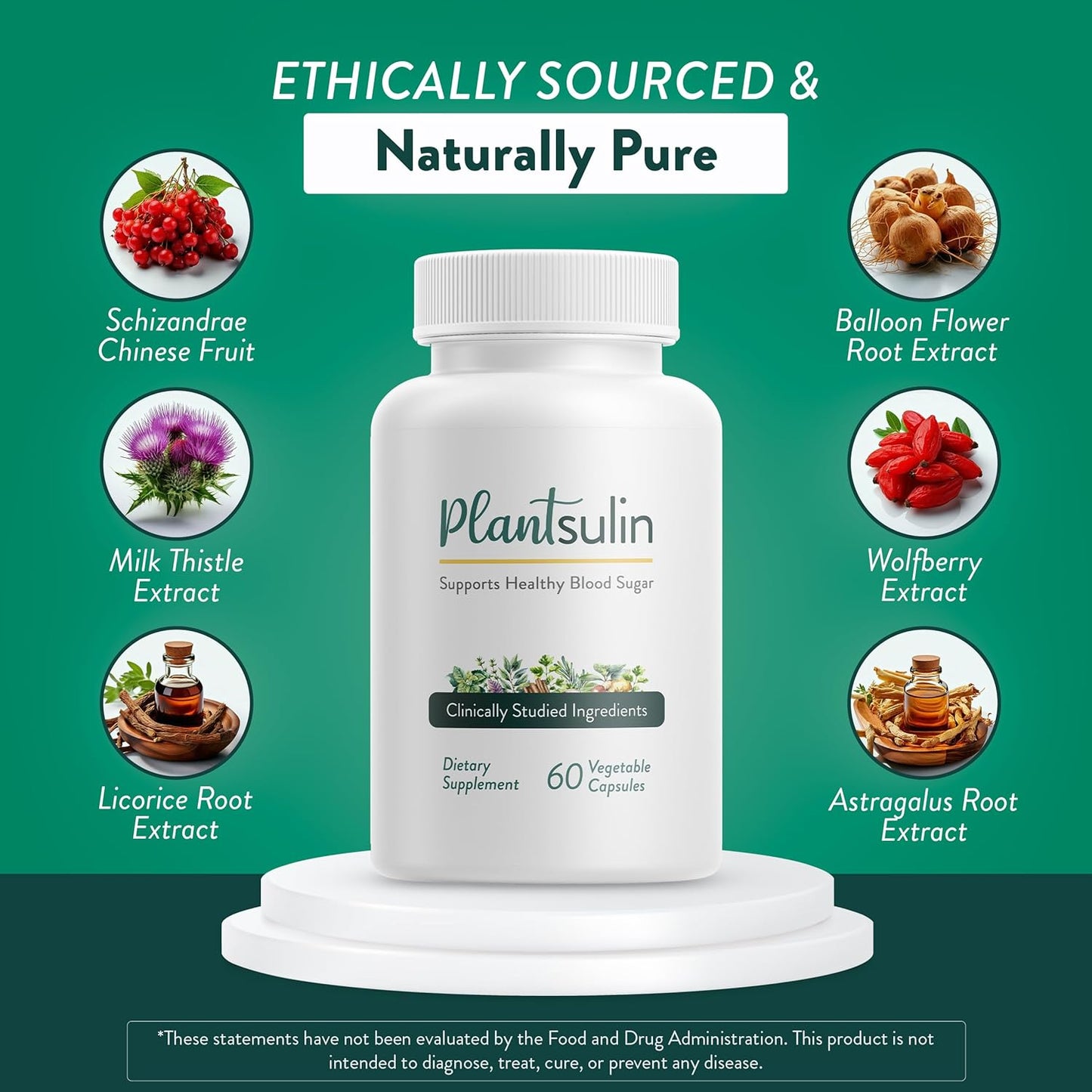 Herbal Blood Sugar Support Supplement with 11 Plant Extracts for Metabolic Health - 180 Capsules