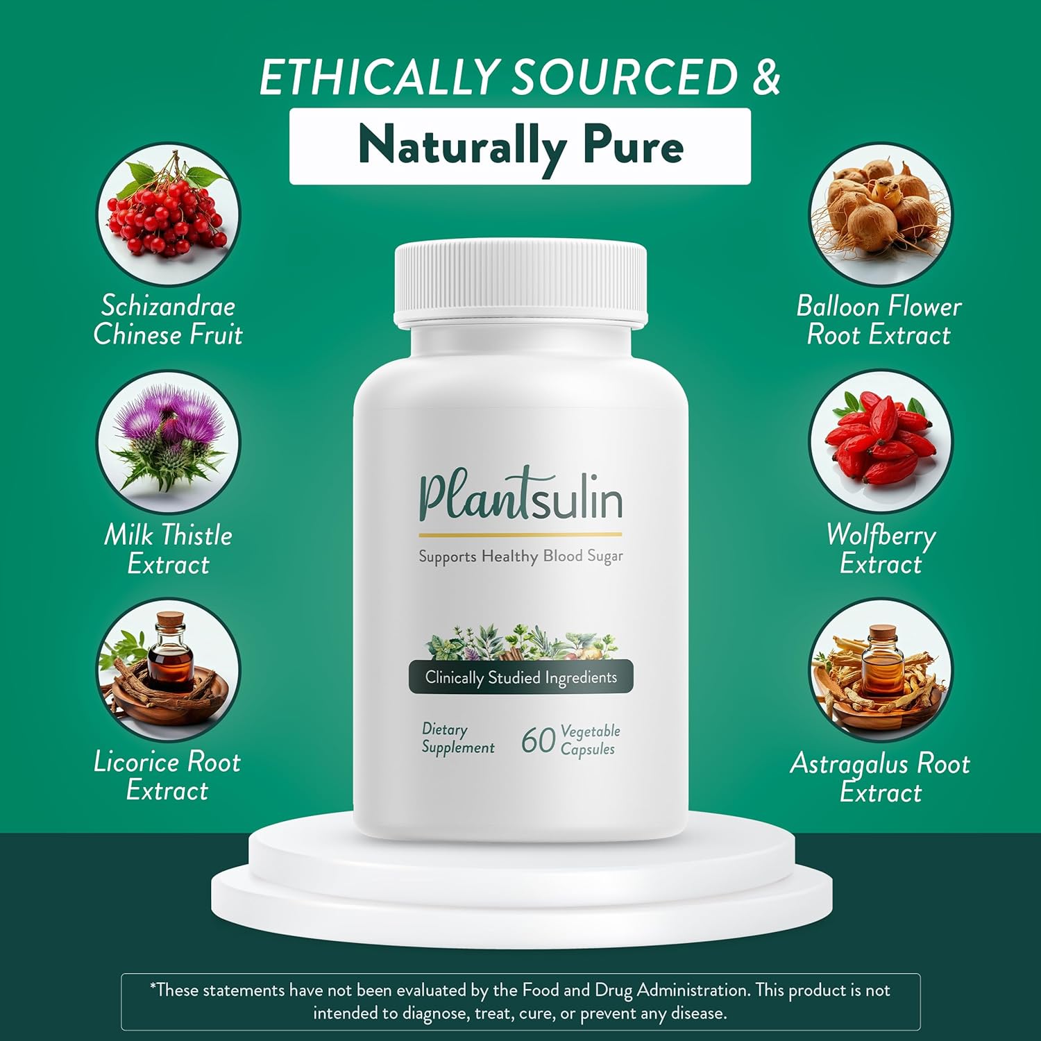 Herbal Blood Sugar Support Supplement with 11 Plant Extracts for Metabolic Health - 180 Capsules