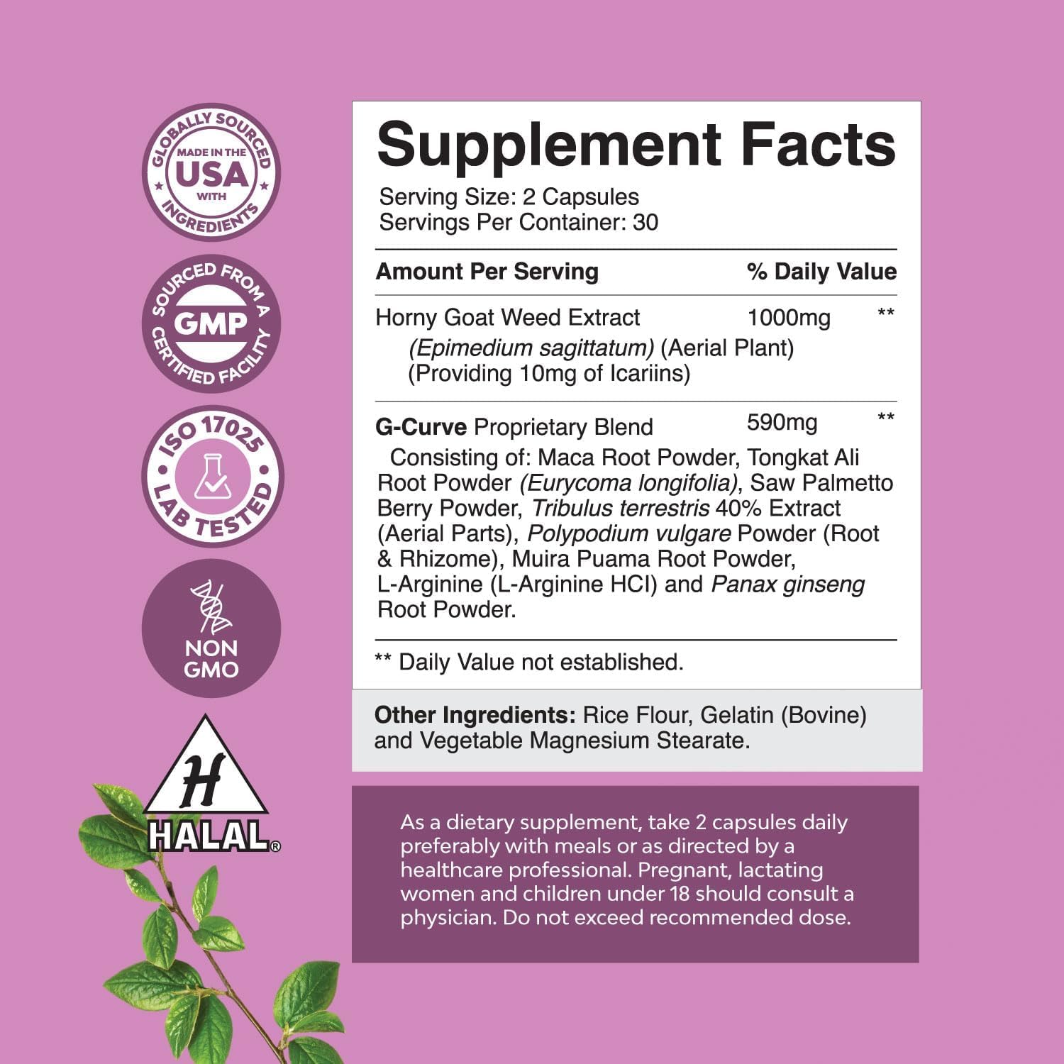 Herbal Breast and Butt Enhancement Pills with Horny Goat Weed - Natural Curves Support for Women with Saw Palmetto Extract and L-Arginine