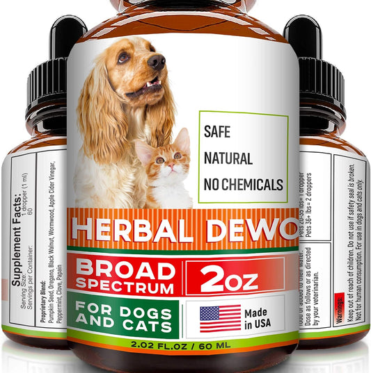Herbal Cleanse for Cats and Dogs - Homeopathic Parasite and Toxin Remedy - All Breeds and Sizes - 2oz Bottle for Puppies and Kittens