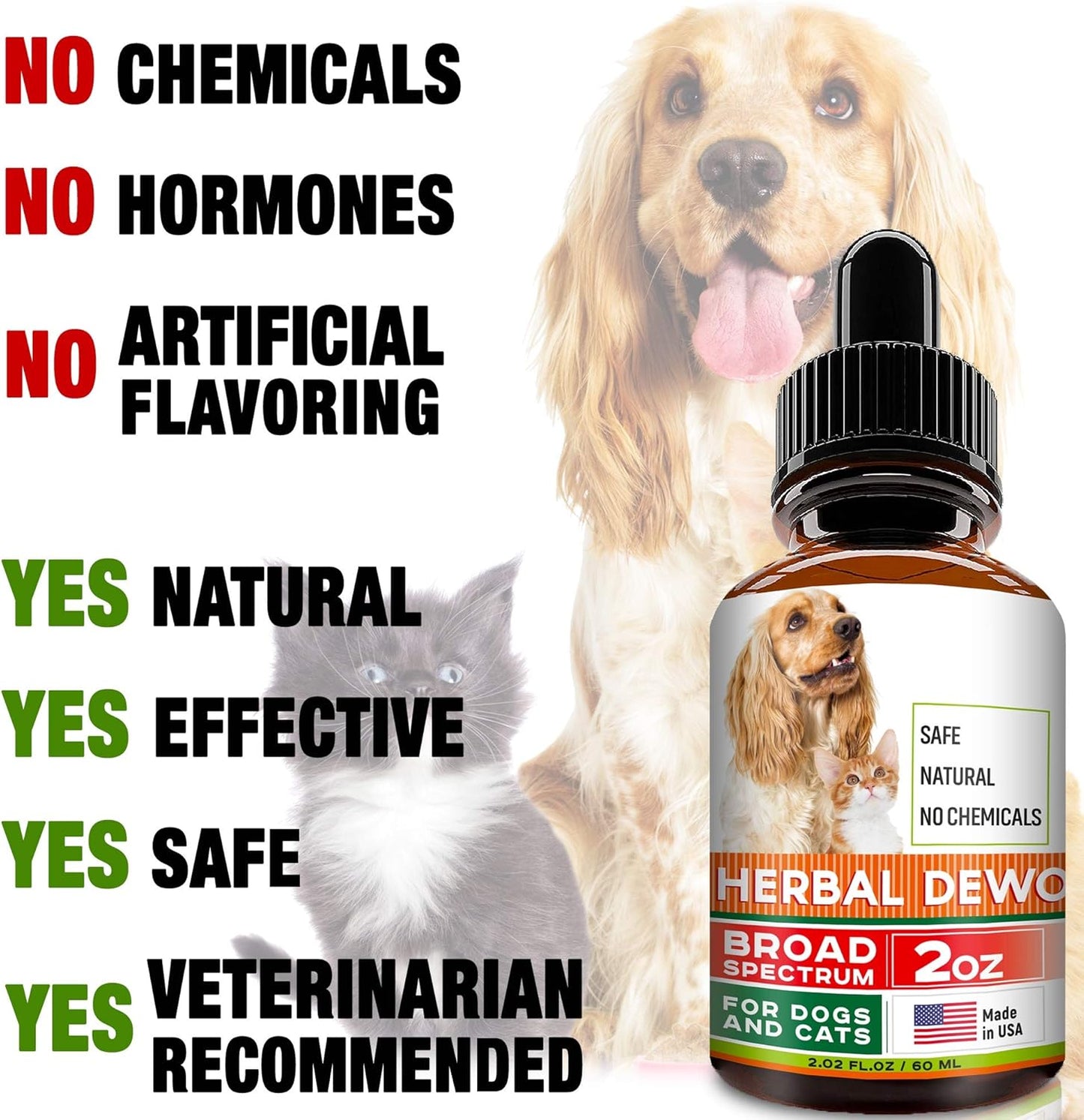 Herbal Cleanse for Cats and Dogs - Homeopathic Parasite and Toxin Remedy - All Breeds and Sizes - 2oz Bottle for Puppies and Kittens
