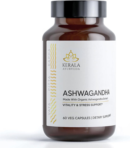 Herbal Dietary Supplement for Immune Support, Stress Relief, and Sleep | Ayurvedic Ashwagandha Capsules | 60 Count Bottle