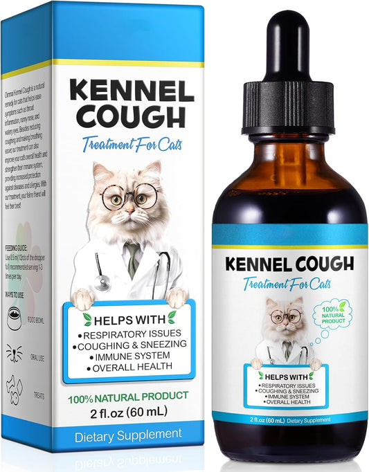 Herbal Drops for Cats with Kennel Cough Relief - Chicken Flavor, 2 Fl oz - Pet Health Supplies for Cat Cough Care