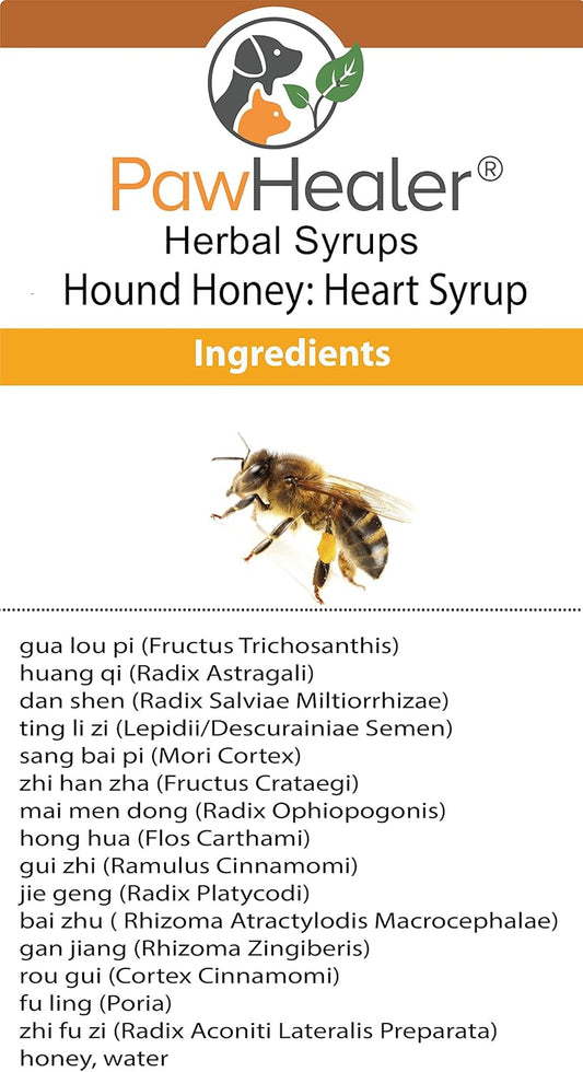 Herbal Heart Syrup for Dogs - 5 fl oz - Cough Suppressant & Remedy for Gagging/Wheezing - PawHealer® Hound Honey