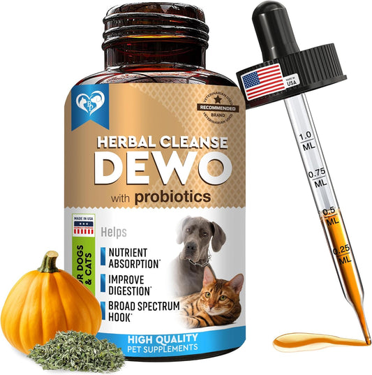 Herbal Intestinal Defense Supplement for Cats & Dogs - Probiotic Cleanse Treatment - USA Made Digestive Health Aid for Pets