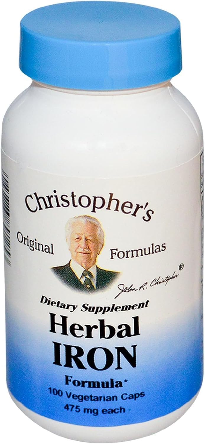 Herbal Iron Formula 450 mg - 100 Vegetarian Capsules by Dr. Christopher's Original Formulas