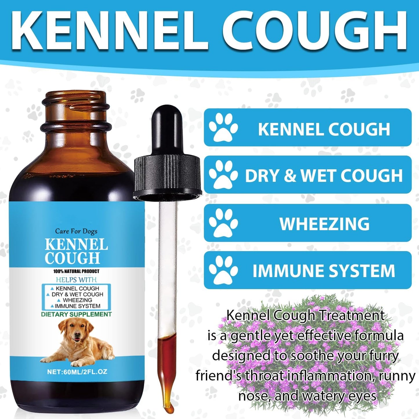 Herbal Kennel Cough Relief Drops for Dogs of All Breeds and Sizes
