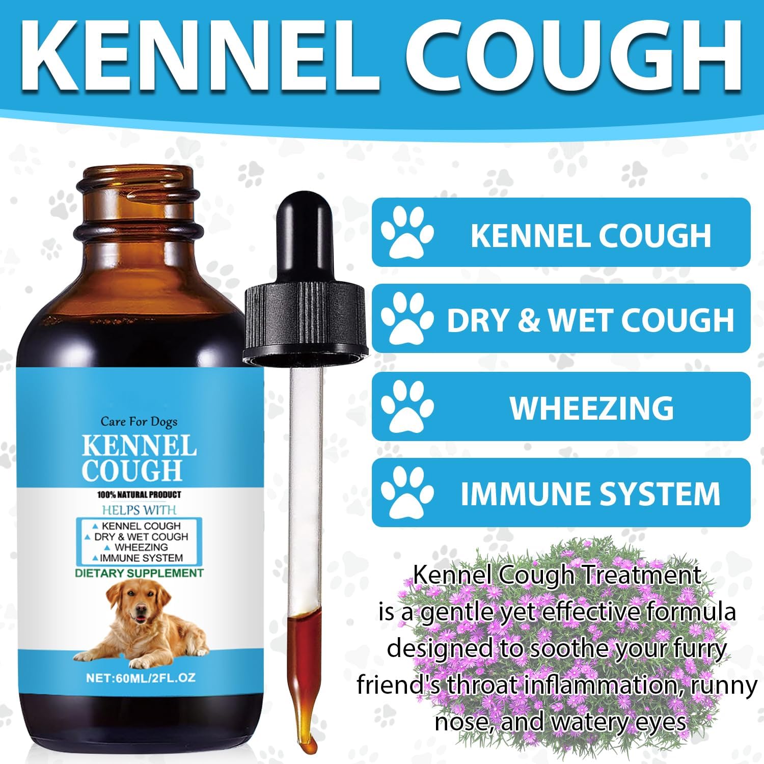Herbal Kennel Cough Relief Drops for Dogs of All Breeds and Sizes