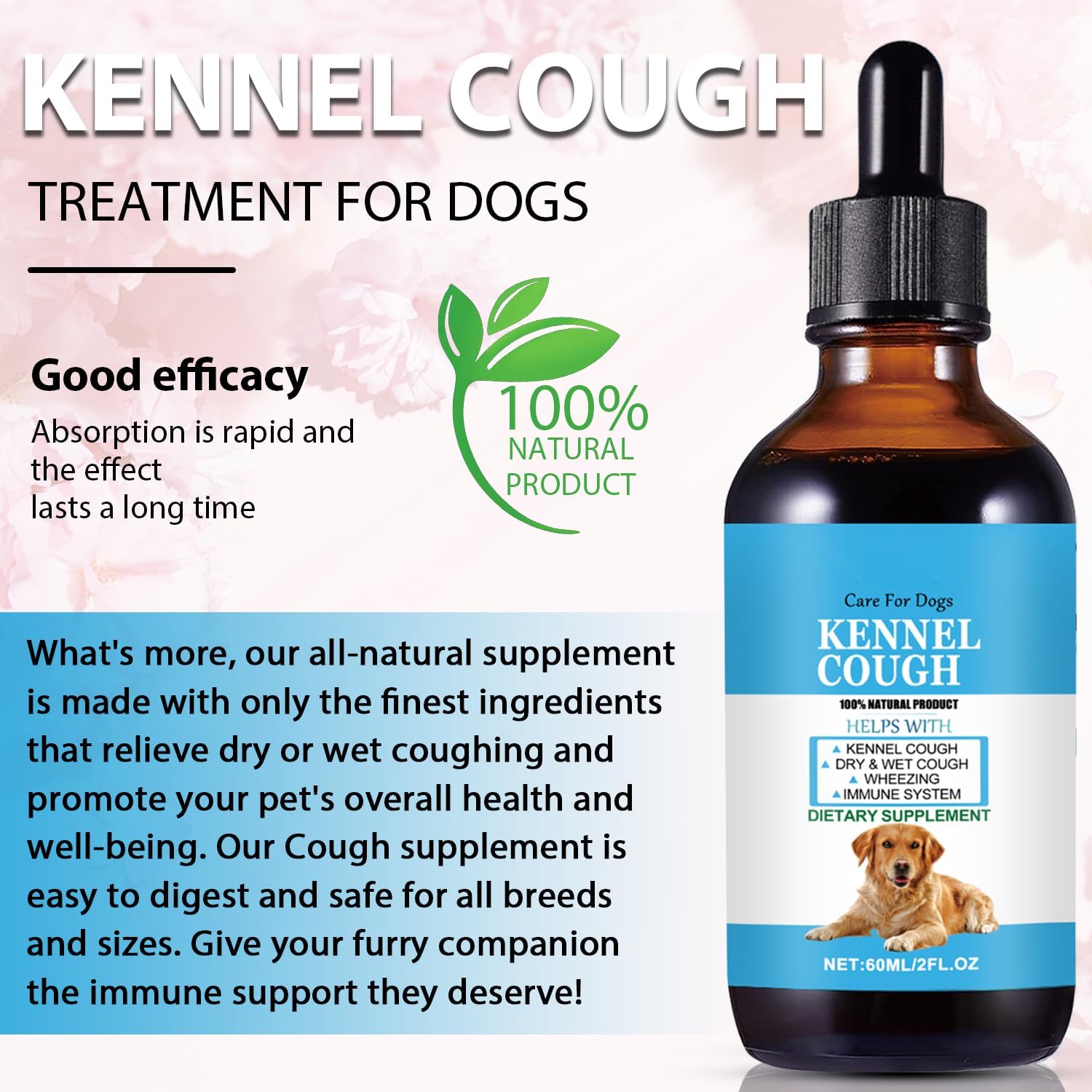 Herbal Kennel Cough Relief Drops for Dogs of All Breeds and Sizes