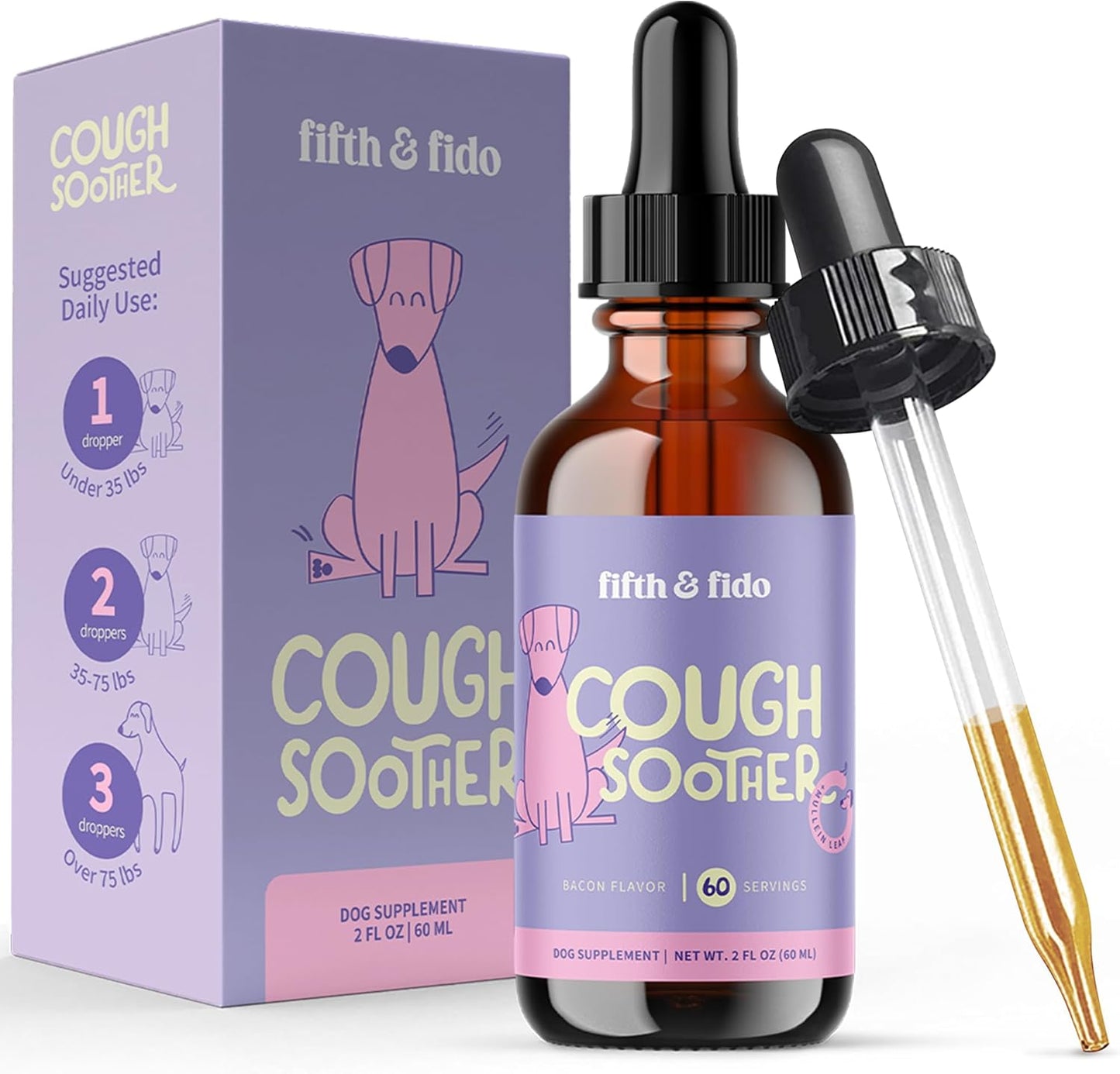Herbal Kennel Cough Support Drops for Dogs - Natural Respiratory Wellness - Gentle Congestion Relief - Easy-to-Use Liquid Formula (60 Servings)