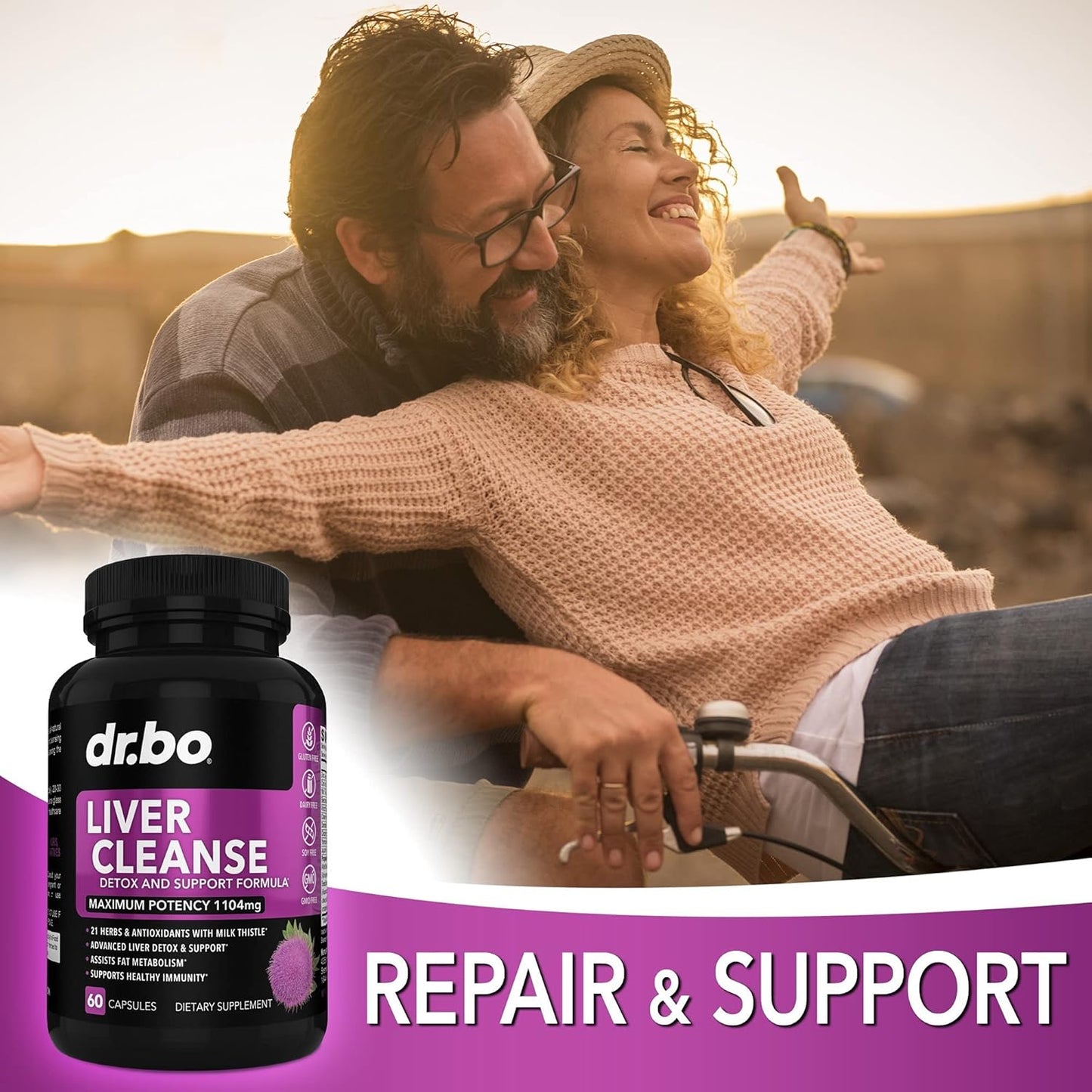Herbal Kidney Liver Cleanse Detox Support Supplement for Urinary Tract Health - Cranberry Capsules & Milk Thistle Dandelion Formula