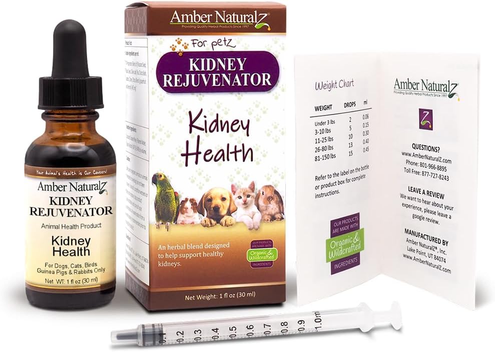 Herbal Kidney Support Supplement for Pets | Natural Kidney Rejuvenator Blend | 1oz Glass Bottle | Made in USA