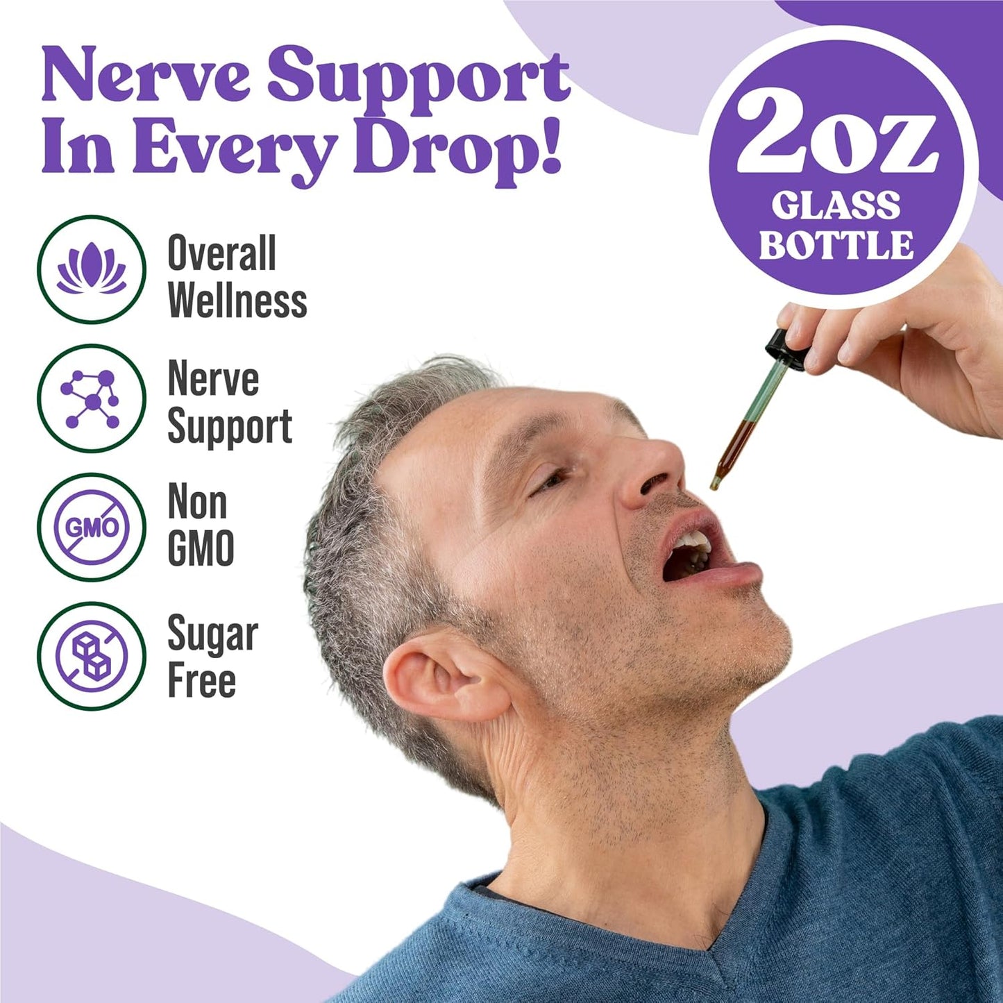 Herbal Liquid Nerve Health Supplement with Turmeric, White Willow Bark, B-Vitamins, and More - Fast-Absorbing Formula by Rejuvica Health