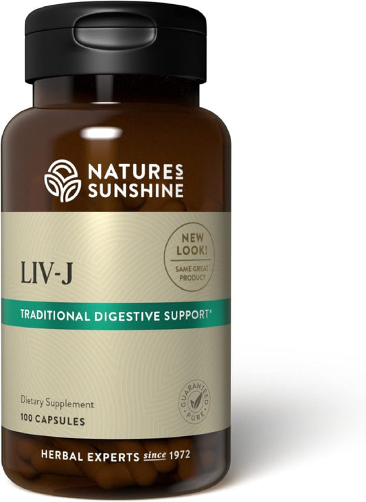 Herbal Liver and Spleen Support Capsules - Digestive System Cleanse - Nature's Sunshine LIV-J, 100 Capsules
