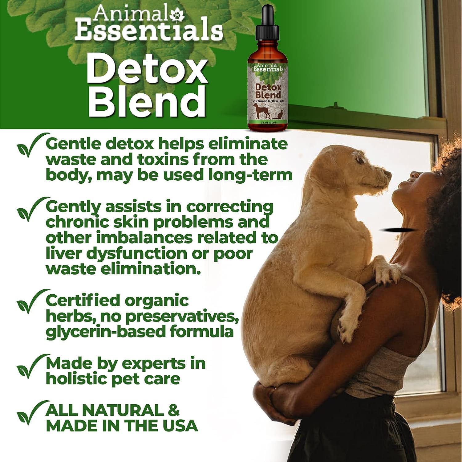Herbal Liver Supplement for Dogs & Cats - Veterinarian Recommended Detox Blend for Animal Wellness - 2 Fl Oz