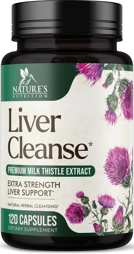 Herbal Liver Support Supplement with Milk Thistle, Artichoke, Dandelion & Turmeric - Liver Cleanse Detox Formula for Health - 120 Capsules