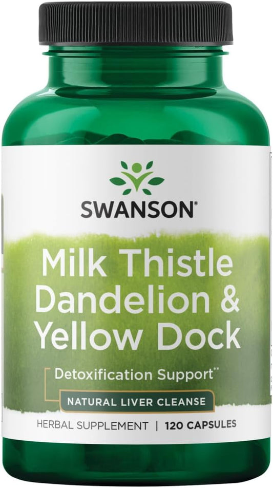 Herbal Liver Support Supplement with Milk Thistle, Dandelion & Yellow Dock - Promotes Overall Health - 120 Capsules