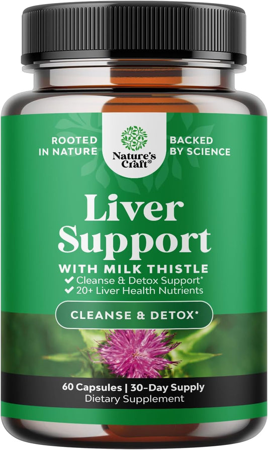 Herbal Liver Support Supplement with Milk Thistle Extract, Dandelion Root, and Artichoke - Cleanse and Detox Liver with Natural Ingredients