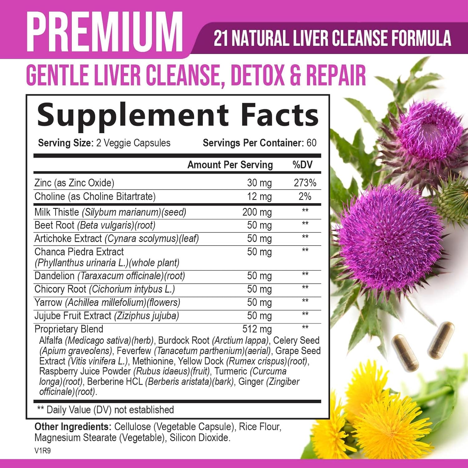 Herbal Liver Support Supplement with Milk Thistle, Artichoke, Dandelion & Turmeric - Liver Cleanse Detox Formula for Health - 120 Capsules