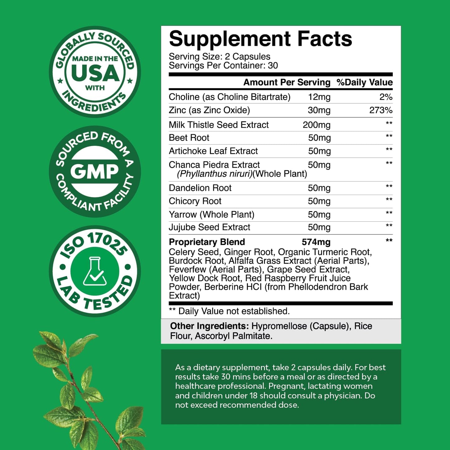 Herbal Liver Support Supplement with Milk Thistle Extract, Dandelion Root, and Artichoke - Cleanse and Detox Liver with Natural Ingredients
