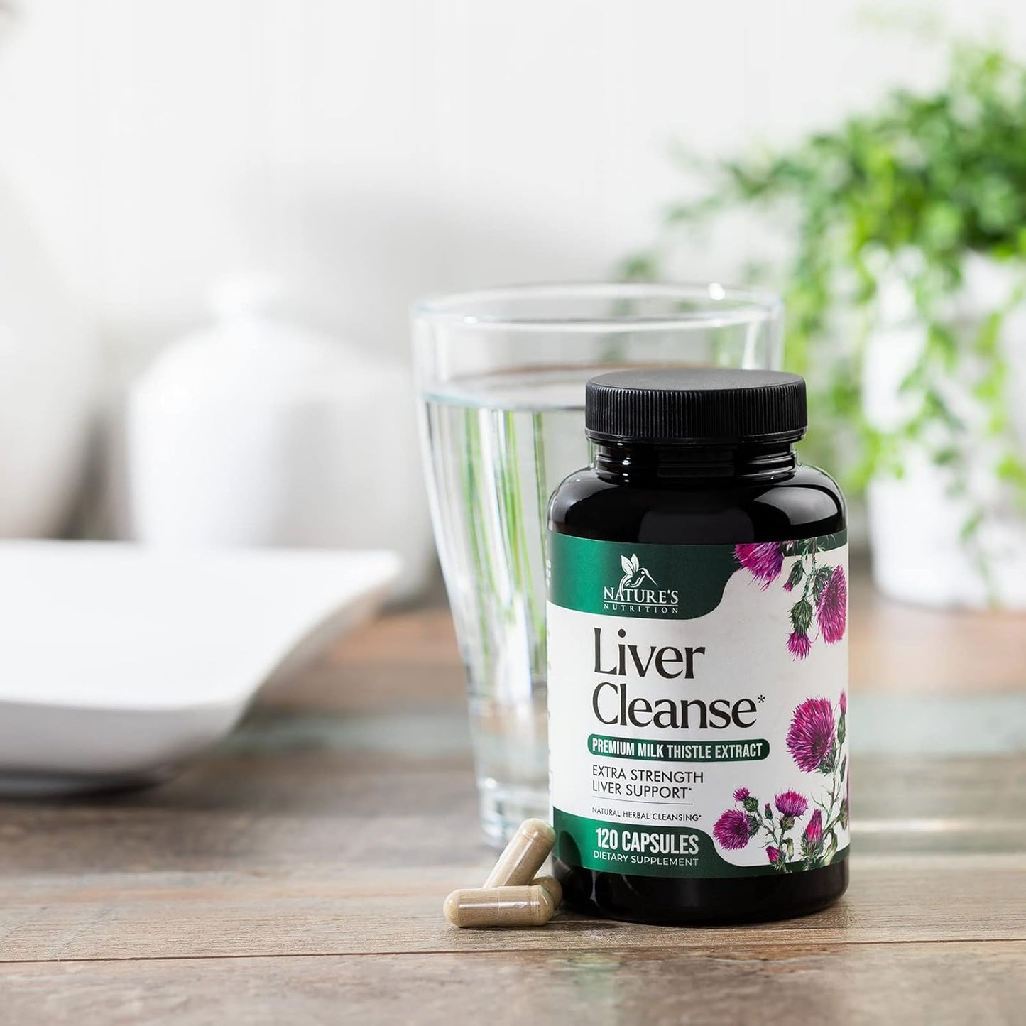 Herbal Liver Support Supplement with Milk Thistle, Artichoke, Dandelion & Turmeric - Liver Cleanse Detox Formula for Health - 120 Capsules