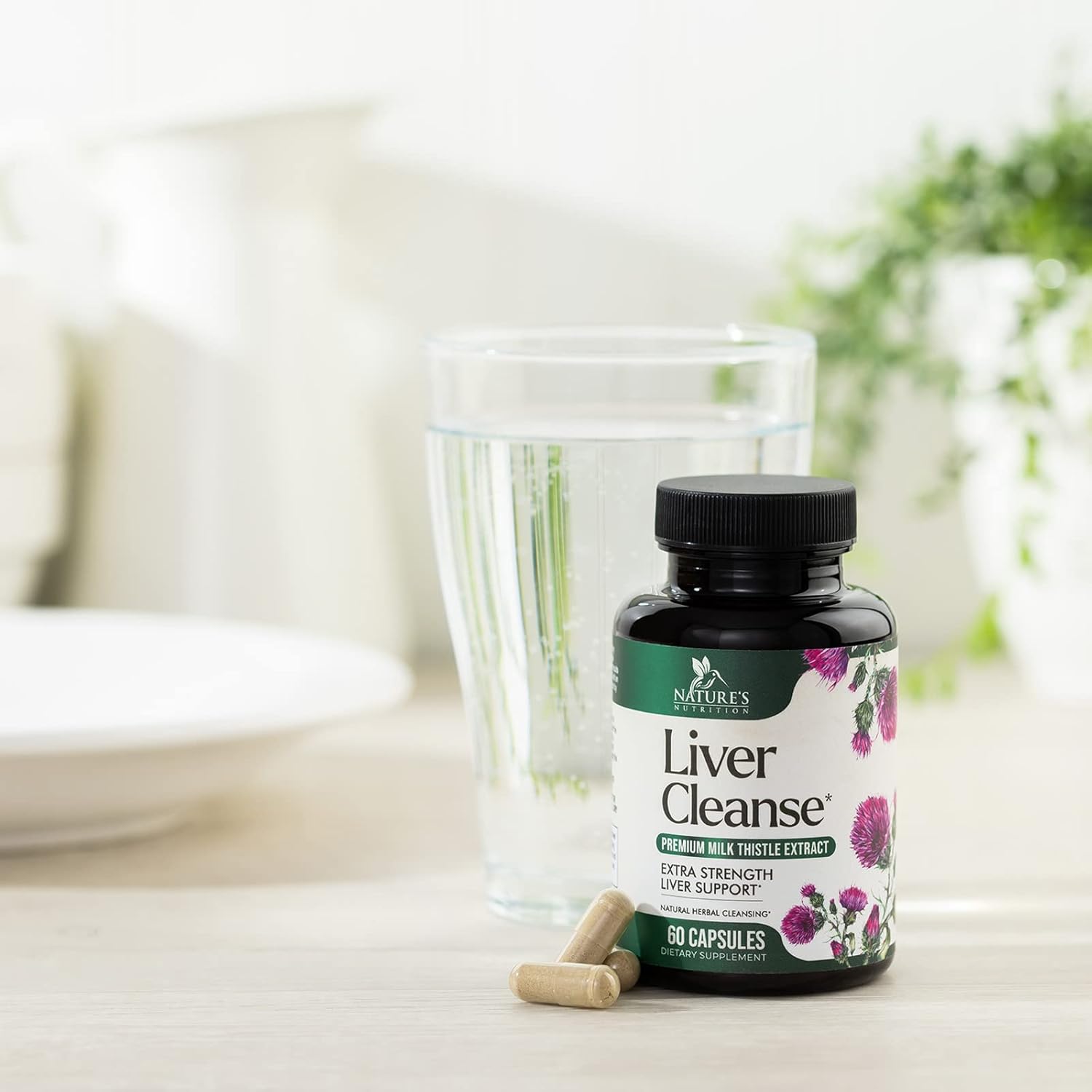 Herbal Liver Support Supplement with Milk Thistle, Artichoke, Dandelion, Beet, Chicory Root, & Turmeric - 60 Capsules for Liver Cleanse & Repair