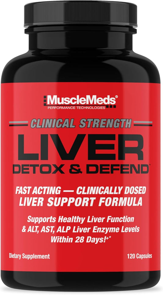 Herbal Liver Support Supplement with NAC & Milk Thistle - MuscleMeds Liver Detox & Defend, Cleanse and Repair Formula, 60 Servings