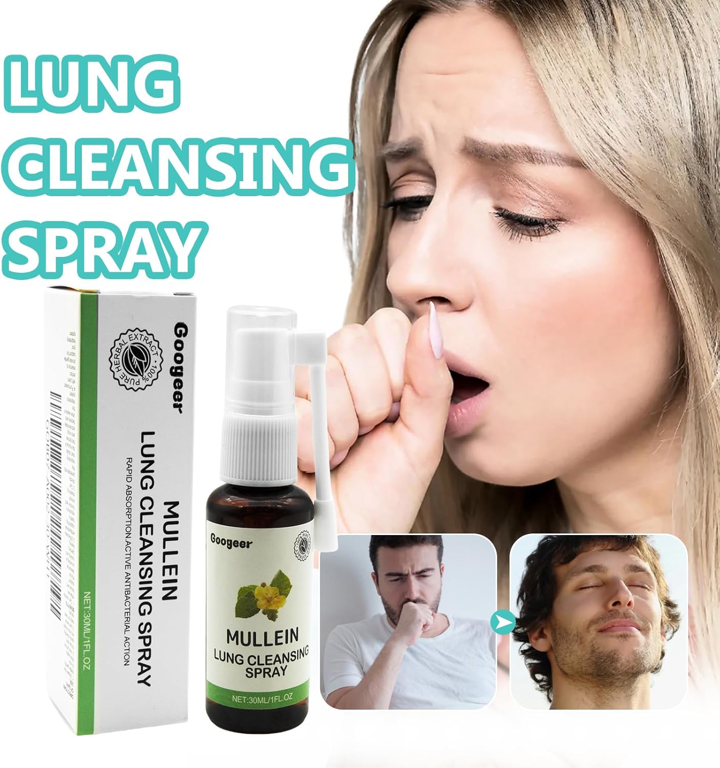 Herbal Lung Cleanse Spray with Mullein Leaf Extract - Setymoy Pure Herbal Extract (1 PCS)