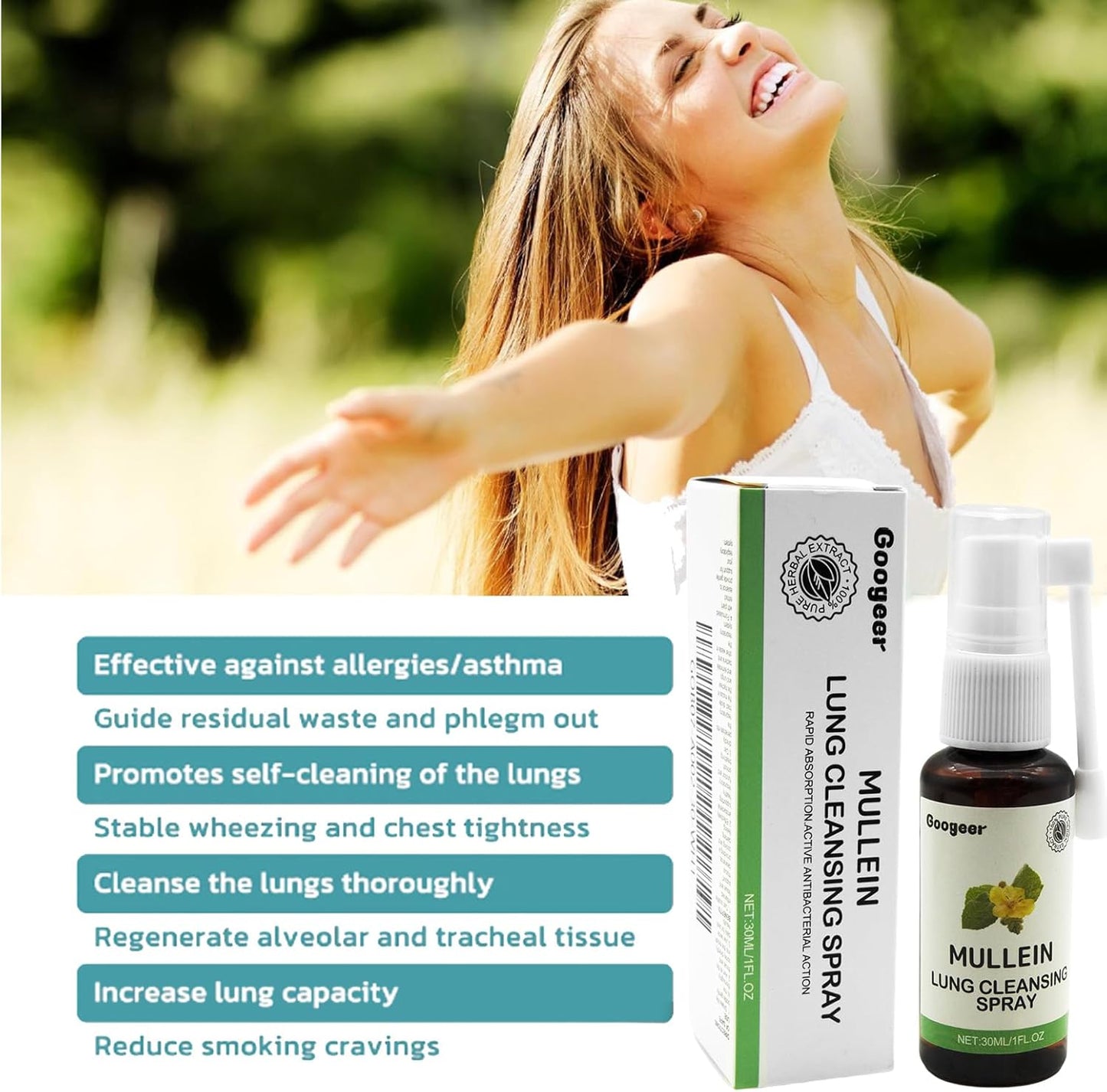 Herbal Lung Cleanse Spray with Mullein Leaf Extract - Setymoy Pure Herbal Extract (1 PCS)