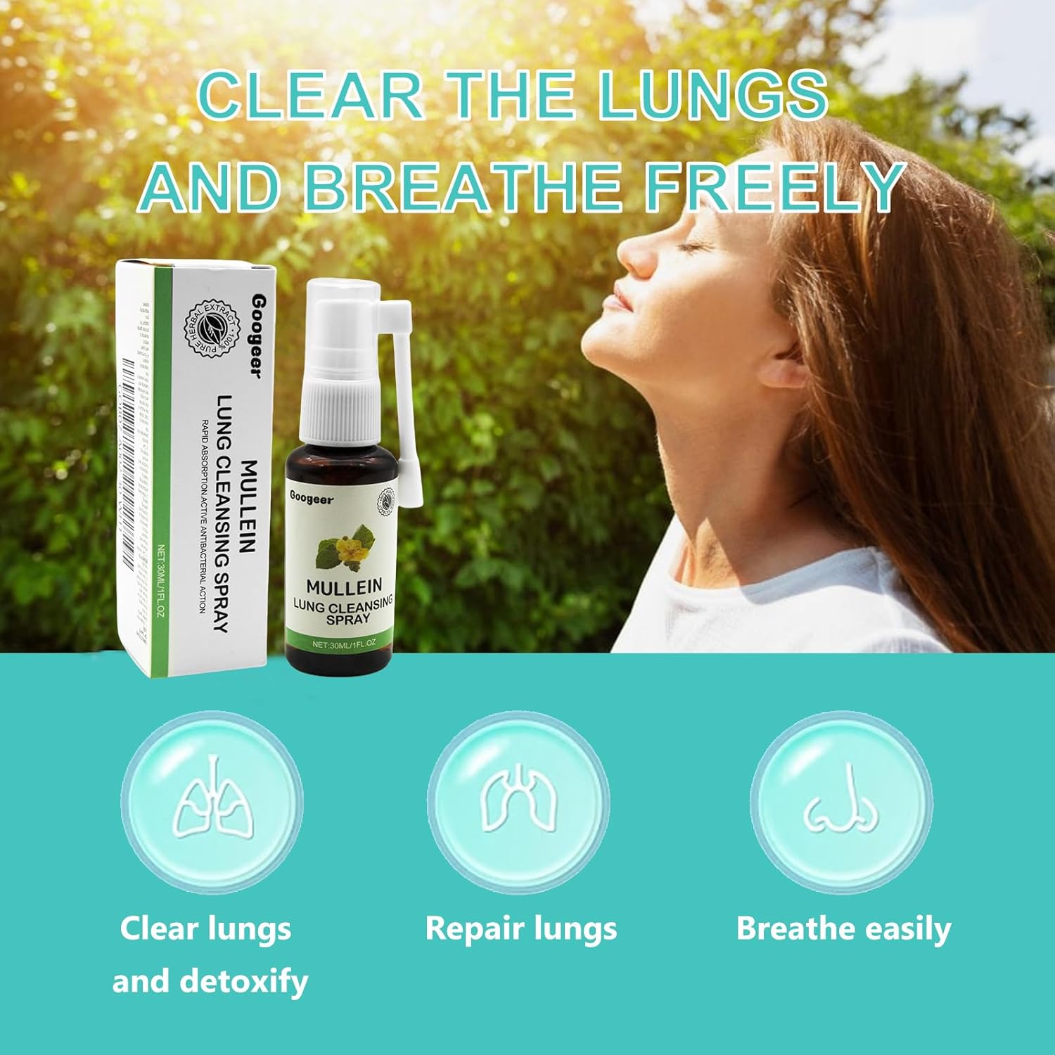 Herbal Lung Cleanse Spray with Mullein Leaf Extract - Setymoy Pure Herbal Extract (1 PCS)