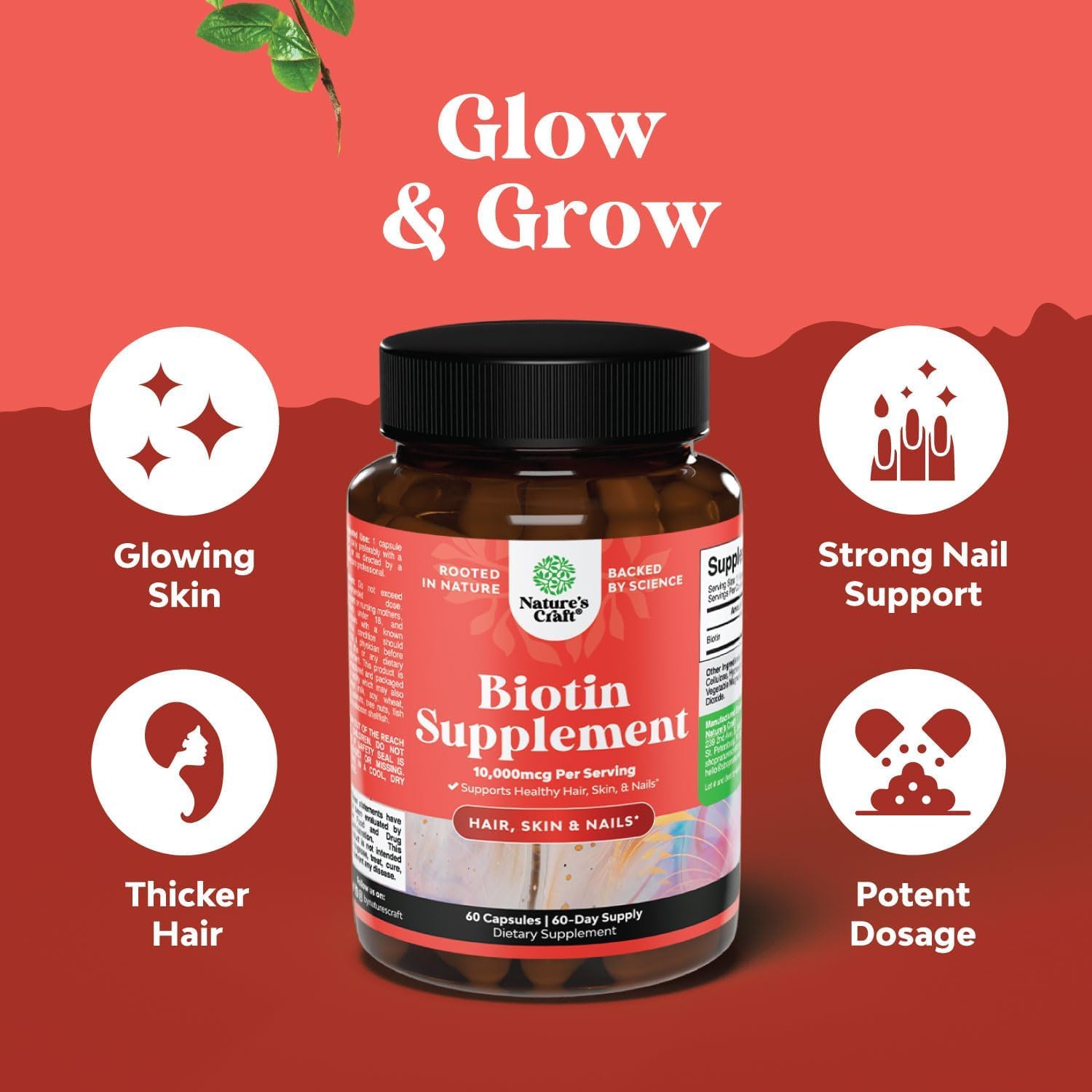 Herbal Menopause Supplement & Biotin Pills Bundle for Women & Men - Promotes Estrogen Balance and Hair Health - Natural Thinning Hair Solution