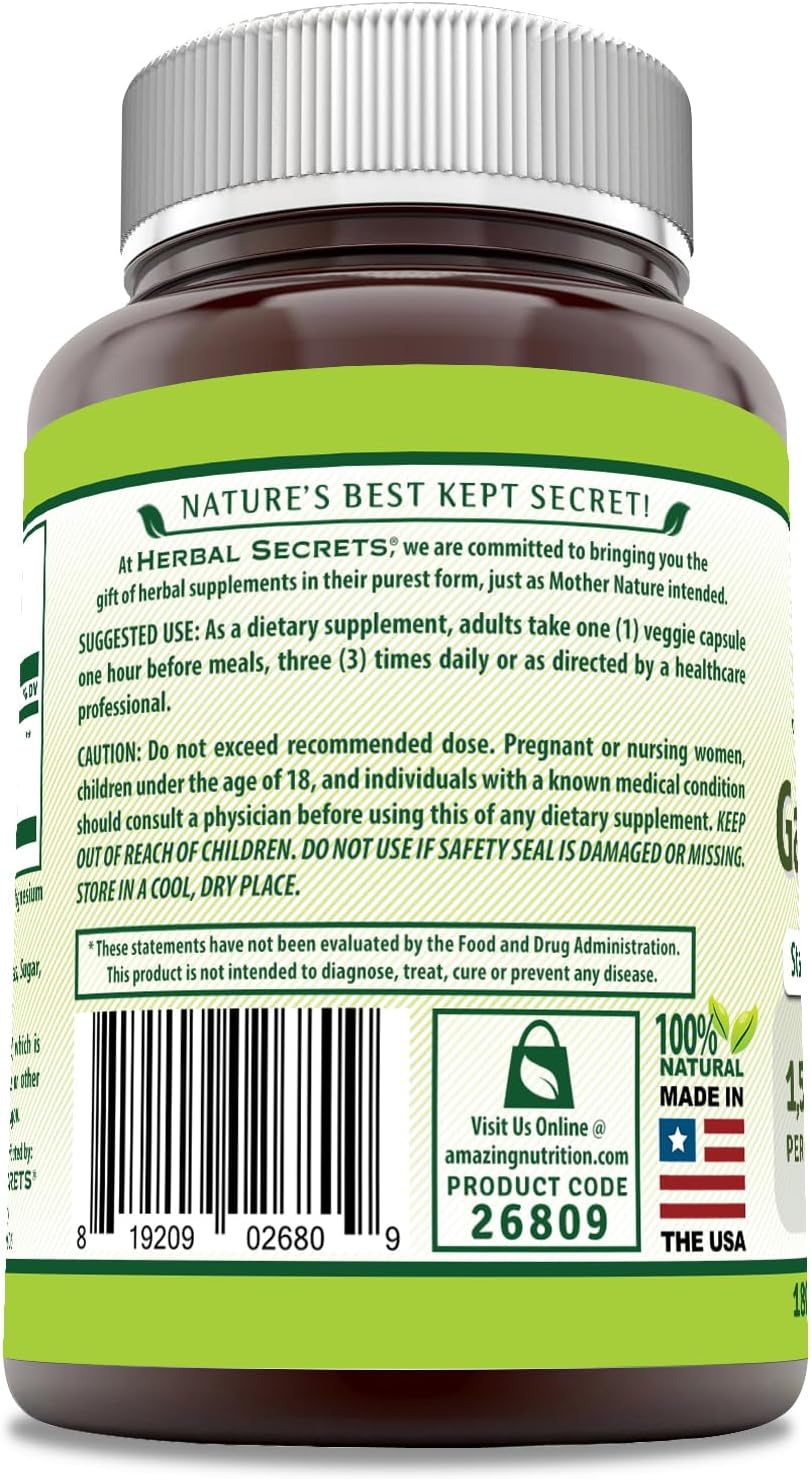 Herbal Secrets Garcinia Extract 1500mg Supplement - 180 Veggie Capsules - Non-GMO & Gluten-Free - USA Made