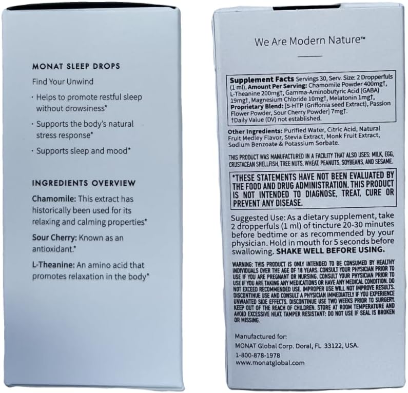 Herbal Sleep Drops for Restorative & Calming Sleep - Natural Solution for Stress & Relaxation - Sleep Improvement Product by MONAT