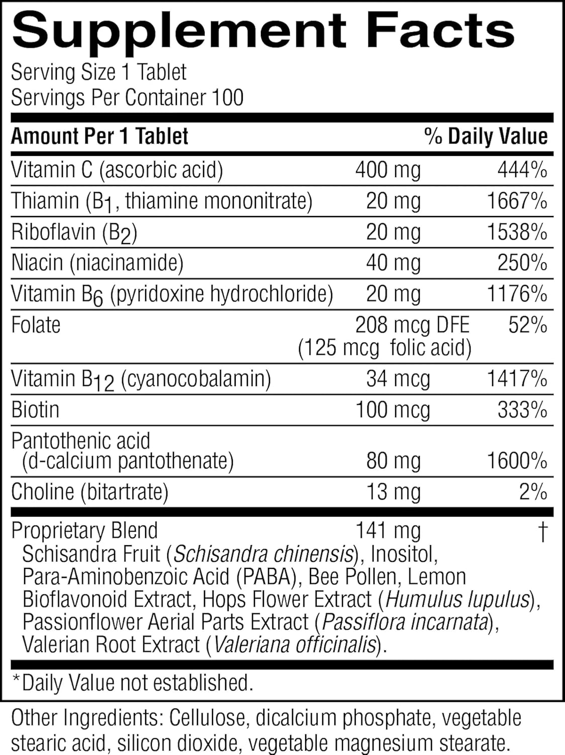 Herbal Stress Relief Supplement for Natural Anxiety Relief and Mood Support - 100 Count