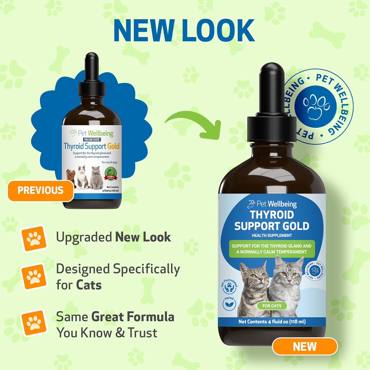 Herbal Supplement for Cats: Thyroid Support Gold - Promotes Healthy Thyroid Function, Metabolism - Bugleweed, Lemon Balm - 4 fl oz