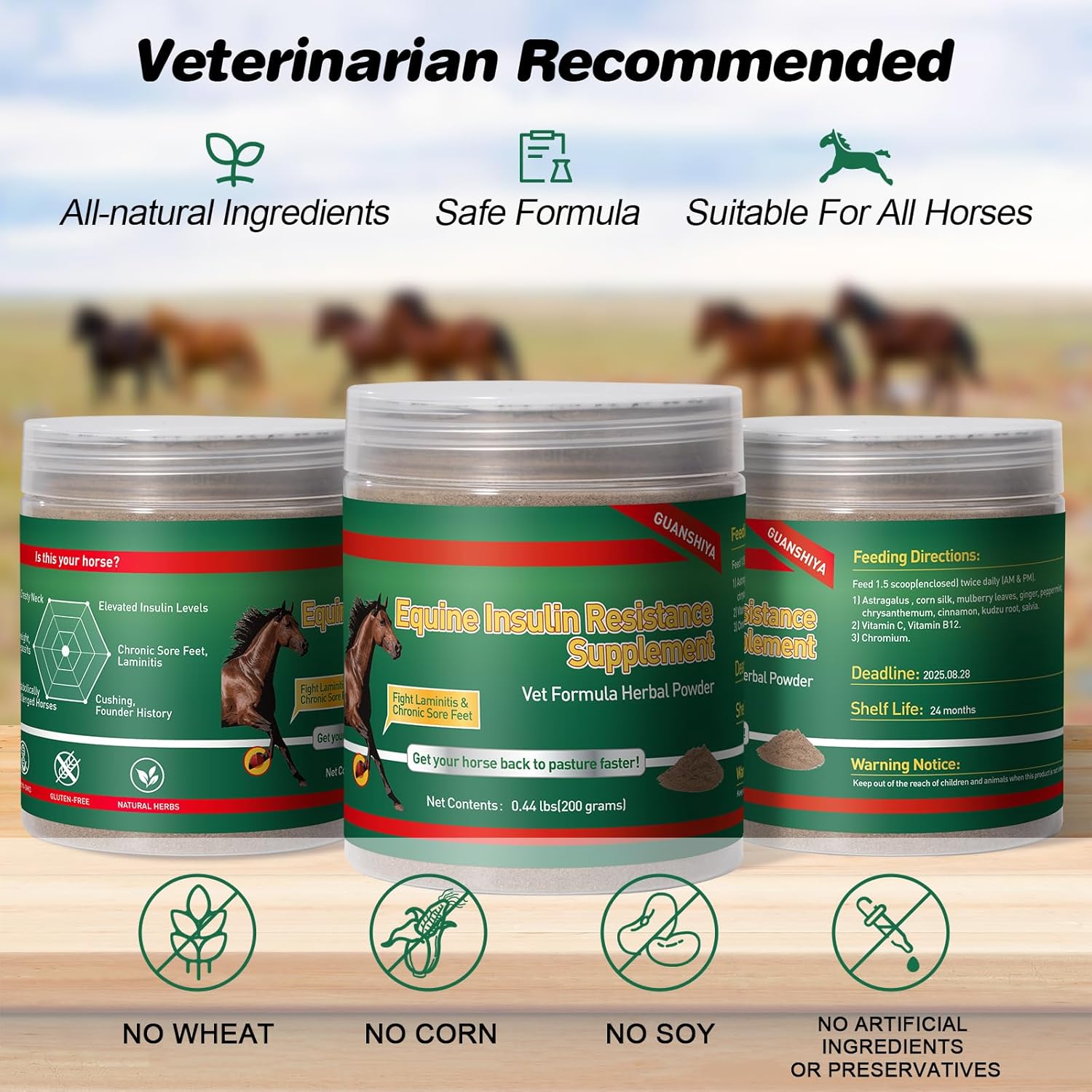 Herbal Supplement for Horses with Insulin Resistance, Laminitis, Cushing's Syndrome, and Metabolic Enhancement, 0.44 lbs