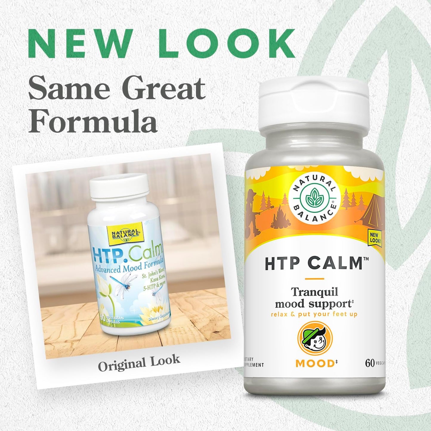 Herbal Supplement for Mood Support & Stress Relief | Natural Balance HTP Calm Capsules with Vitamin B-6, Kava Kava & St. Johns Wort | 60 Count