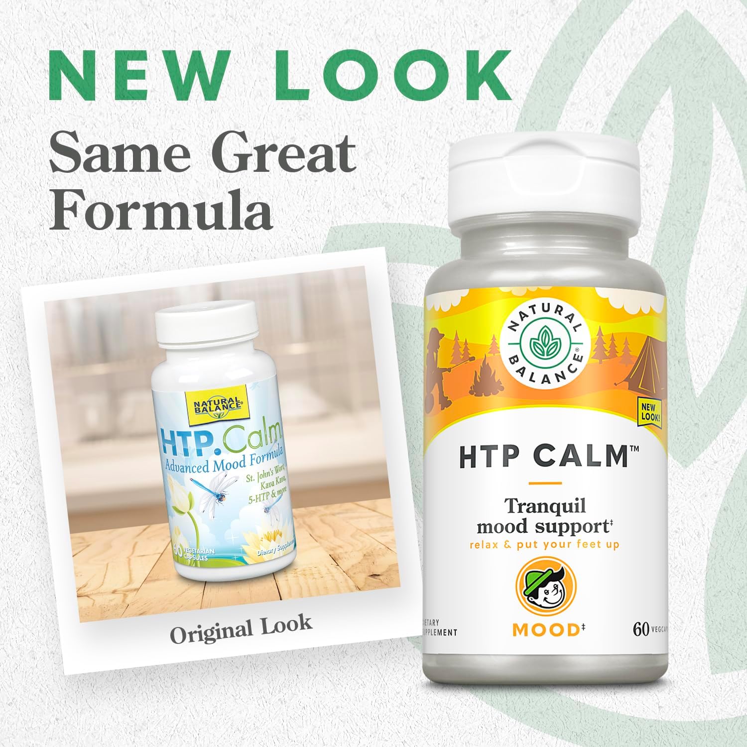Herbal Supplement for Mood Support & Stress Relief | Natural Balance HTP Calm Capsules with Vitamin B-6, Kava Kava & St. Johns Wort | 60 Count