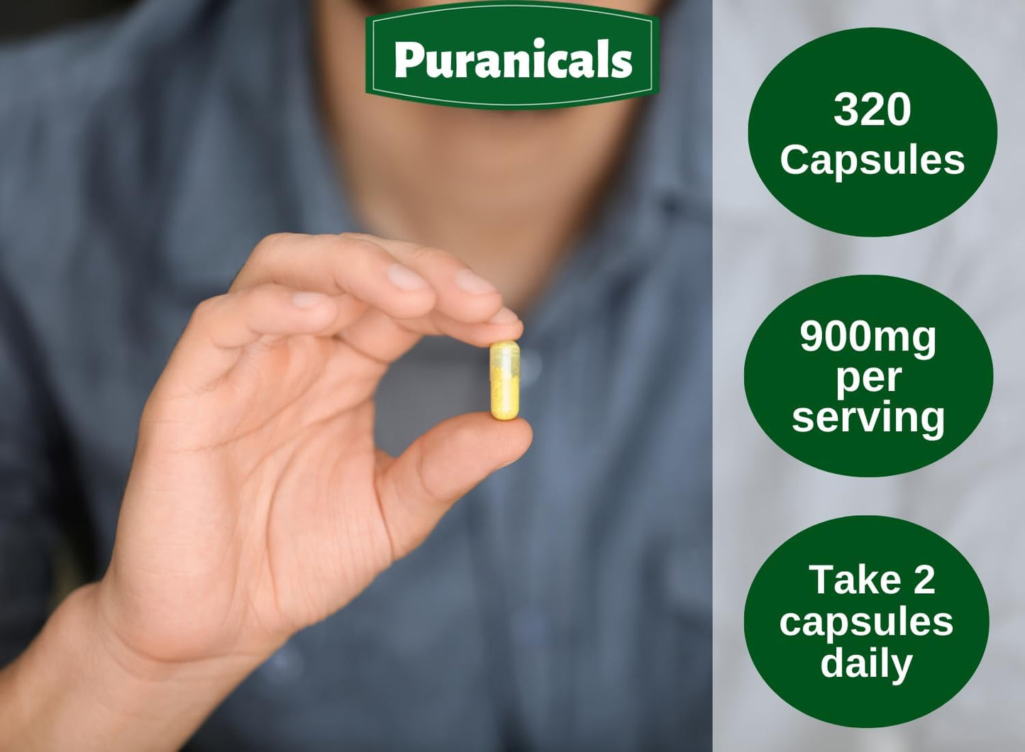 Herbal Supplement: Puranicals Amla Premium Capsules for Immunity, Skin & Hair Health - 900mg Per Serving