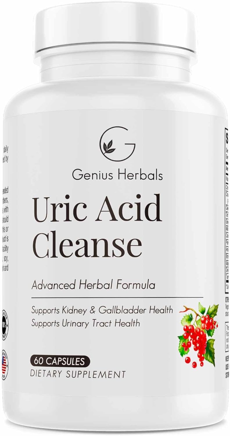 Herbal Uric Acid Cleanse Supplement for Kidney, Liver, and Urinary Tract Health - 60 Capsules, Advanced Formula