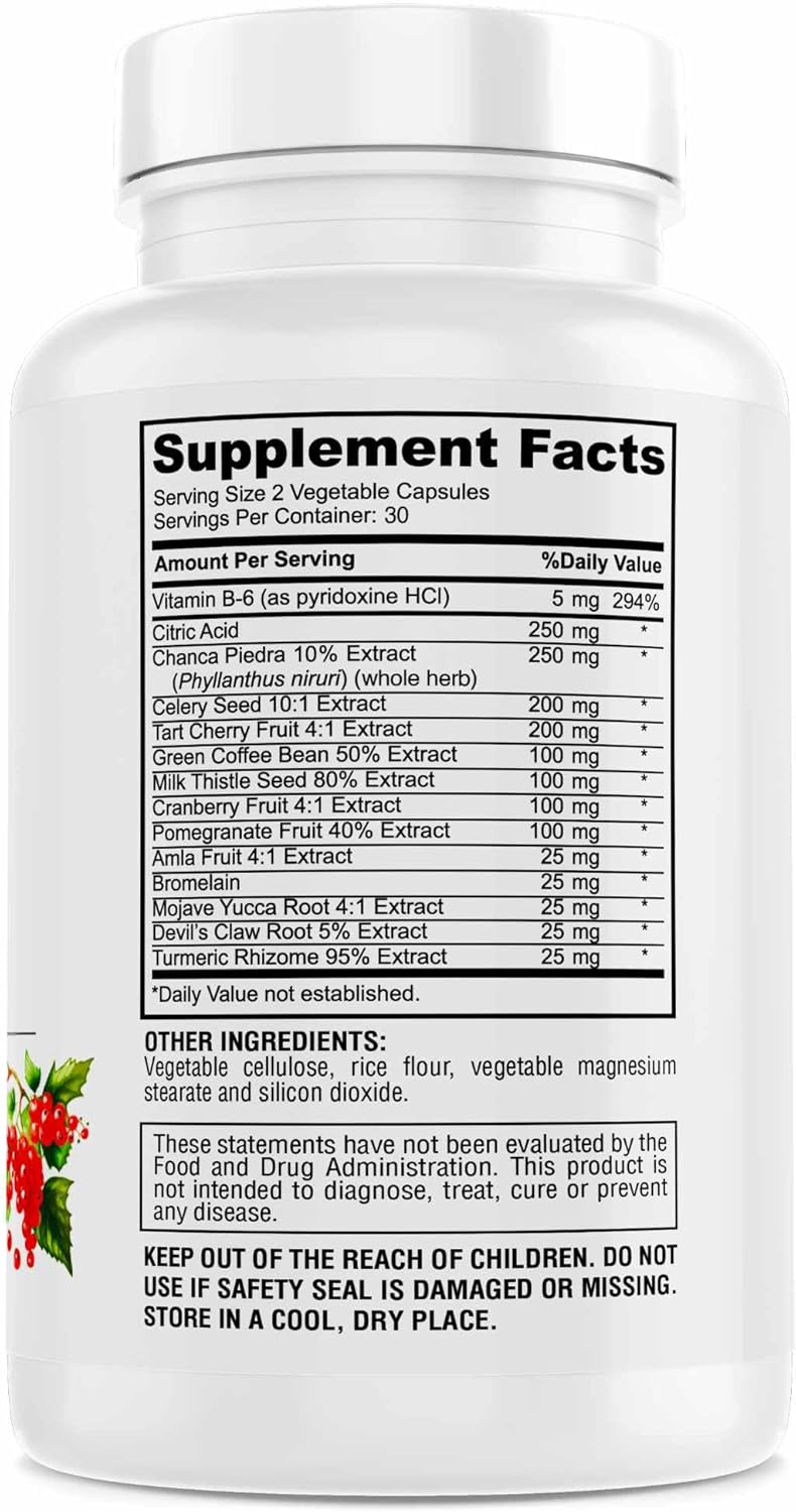 Herbal Uric Acid Cleanse Supplement for Kidney, Liver, and Urinary Tract Health - 60 Capsules, Advanced Formula