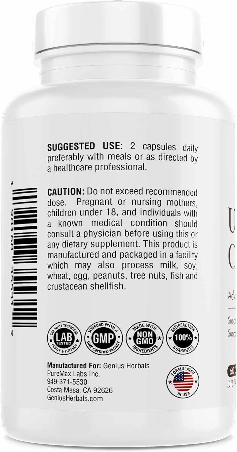 Herbal Uric Acid Cleanse Supplement for Kidney, Liver, and Urinary Tract Health - 60 Capsules, Advanced Formula