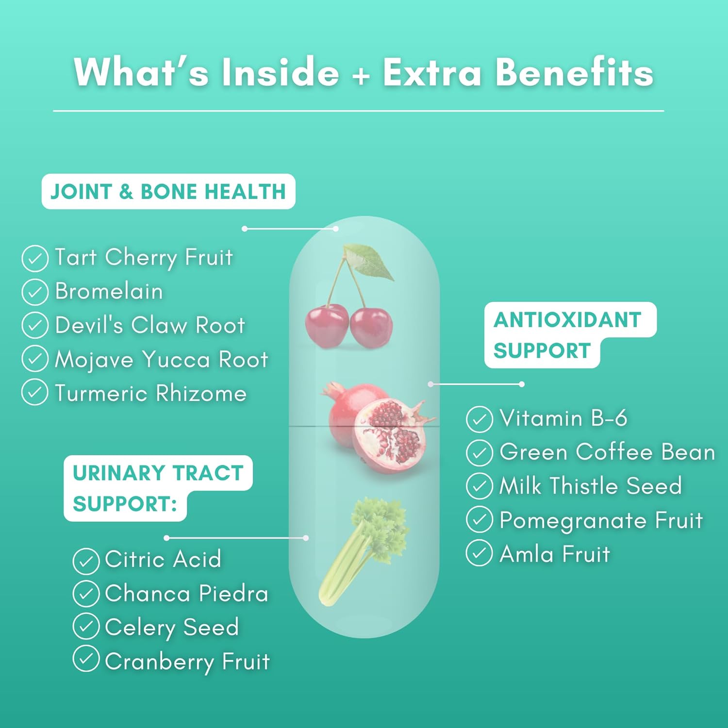 Herbal Uric Acid Cleanse Supplement with Tart Cherry & Celery Seed - Vegan - Supports Gallbladder and Kidney Health