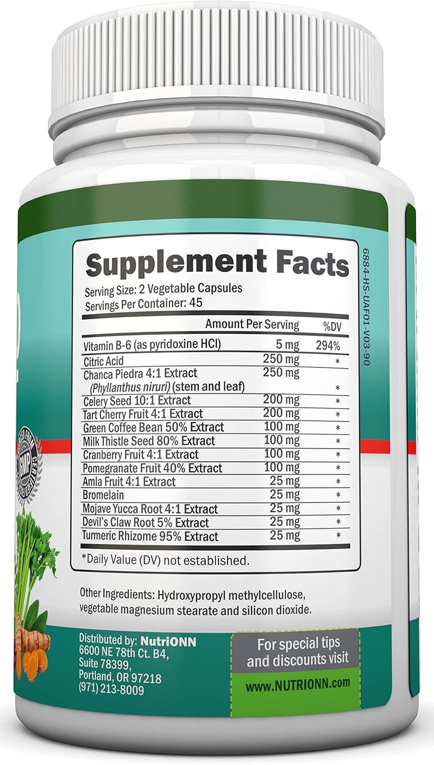 Herbal Uric Acid Cleanse Supplement with Tart Cherry & Celery Seed - Vegan - Supports Gallbladder and Kidney Health