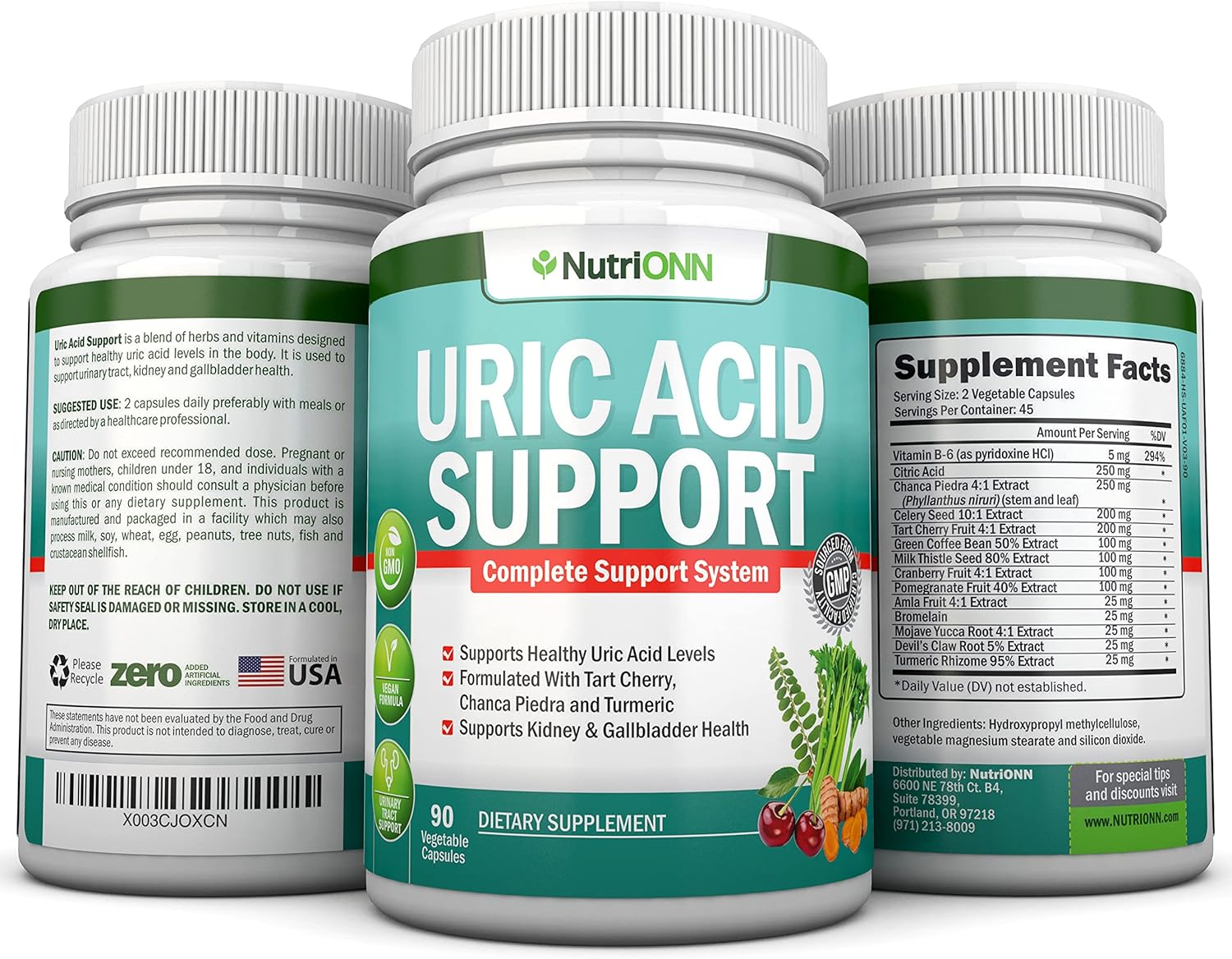Herbal Uric Acid Cleanse Supplement with Tart Cherry & Celery Seed - Vegan - Supports Gallbladder and Kidney Health