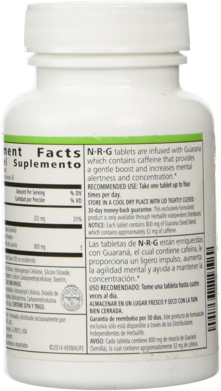 Herbalife N-R-G Guarana Tablets - Natural Energy Boost Supplement